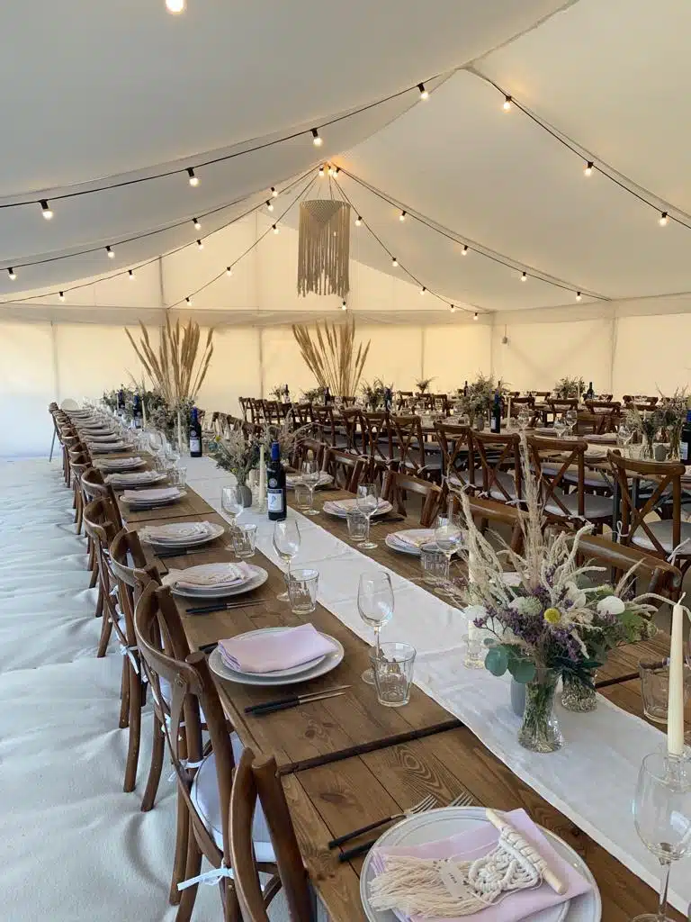Festoon lights or Fairy lightsstic furniture marquee